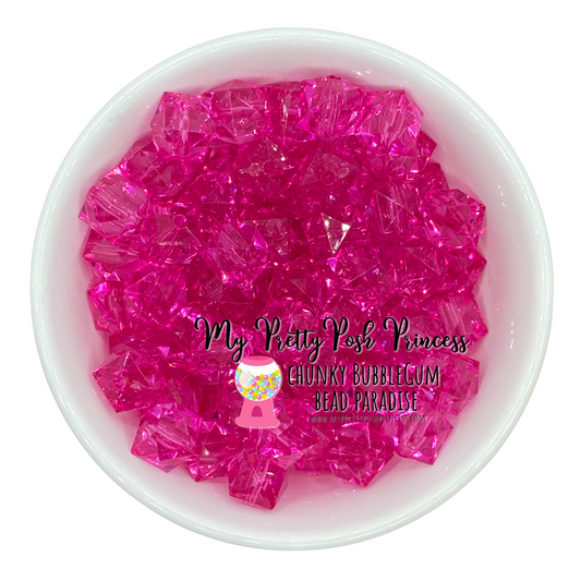 #560 - 20mm Dark Pink Ice Cube Acrylic Beads (1 Count)