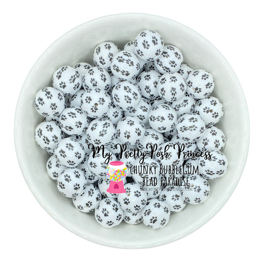 #907 - White Paw Acrylic Beads (1 Count)