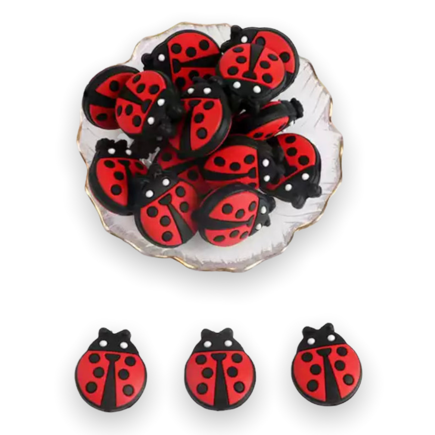 T395- Ladybug Bead Silicone Focal Beads (1 Count)