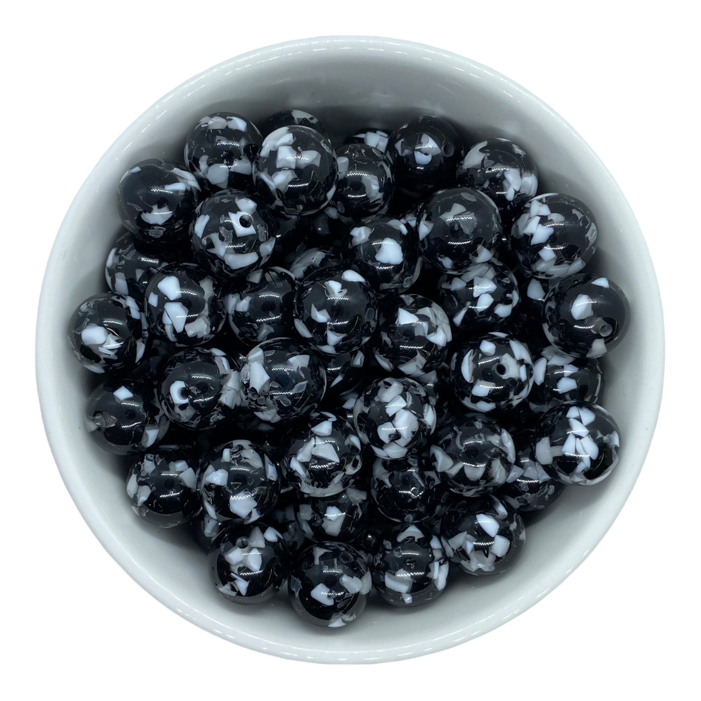 W580- 20mm Black Jelly Confetti Acrylic Bead (1 Count)