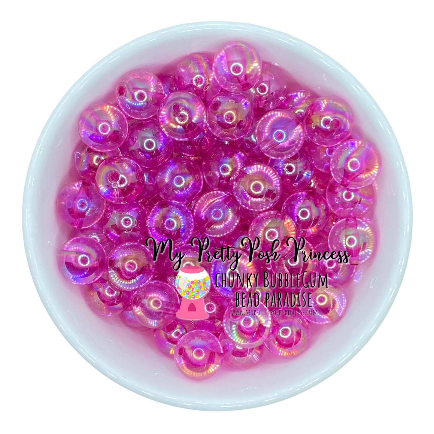 #580 - 20mm Dark Pink "Jelly AB"  Acrylic Beads (1 Count)