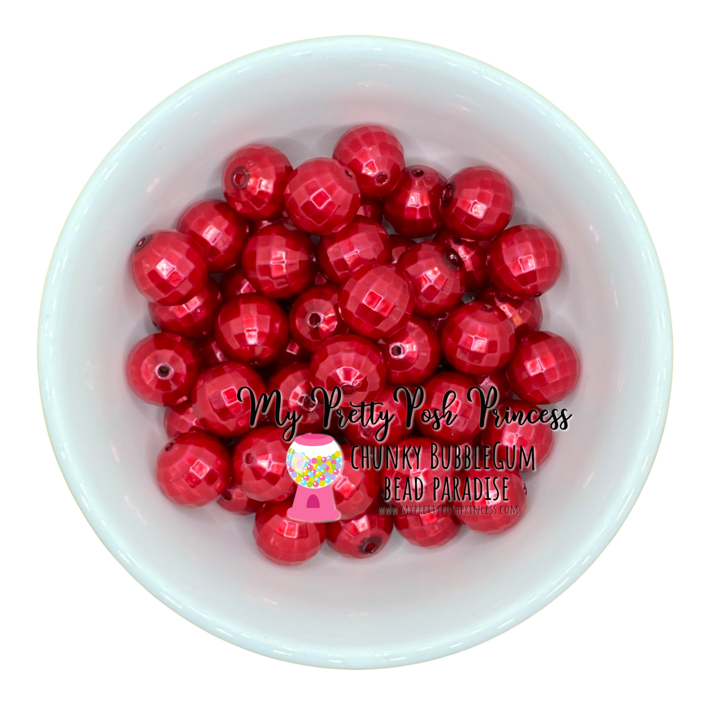 #696 - 20mm Red "Pearl Disco Ball"  Acrylic Beads (1 Count)