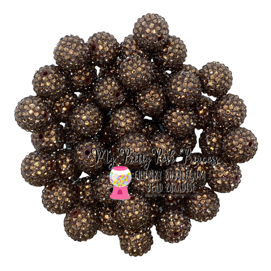 #234 - 12mm Dark Brown Rhinestone  Acrylic Beads (20 Count)