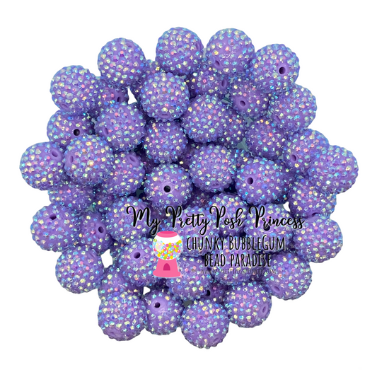 #1139 - R74- 20mm Light Purple AB Rhinestone  Beads  (10 Count)