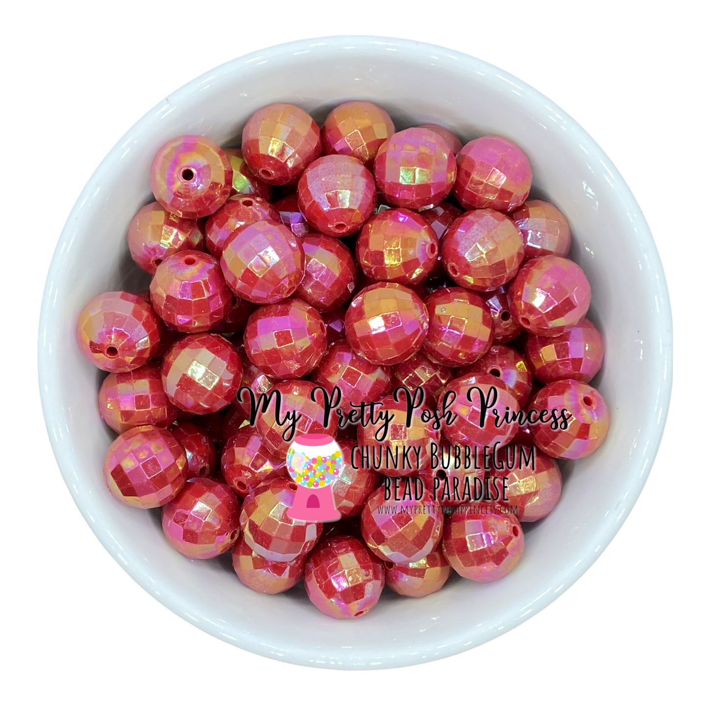 #939 - 20mm Red Disco AB  Acrylic Beads (1 Count)