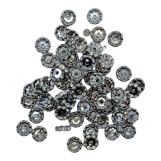 P65 - 12mm Black Rhinestone {{Wave}} Spacers (10 Count)