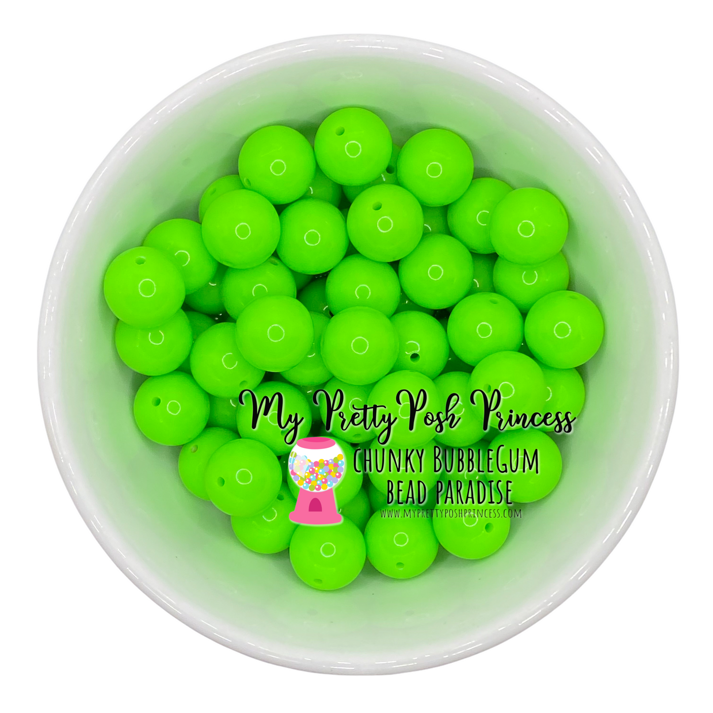 #64 -  12mm Neon Lime Solid Acrylic Beads  (20 Count)