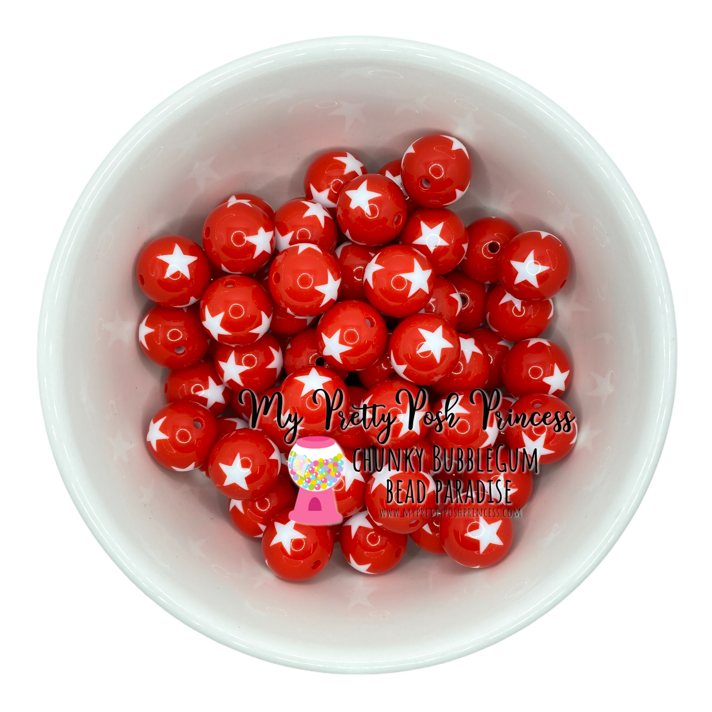 W357- 20mm Red Star  Acrylic  Beads (1 Count)