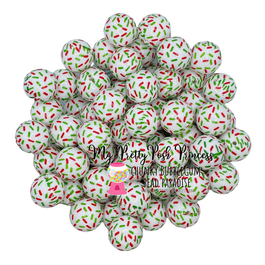 W328- 20mm Christmas Sprinkles  Acrylic Beads (1 Count)