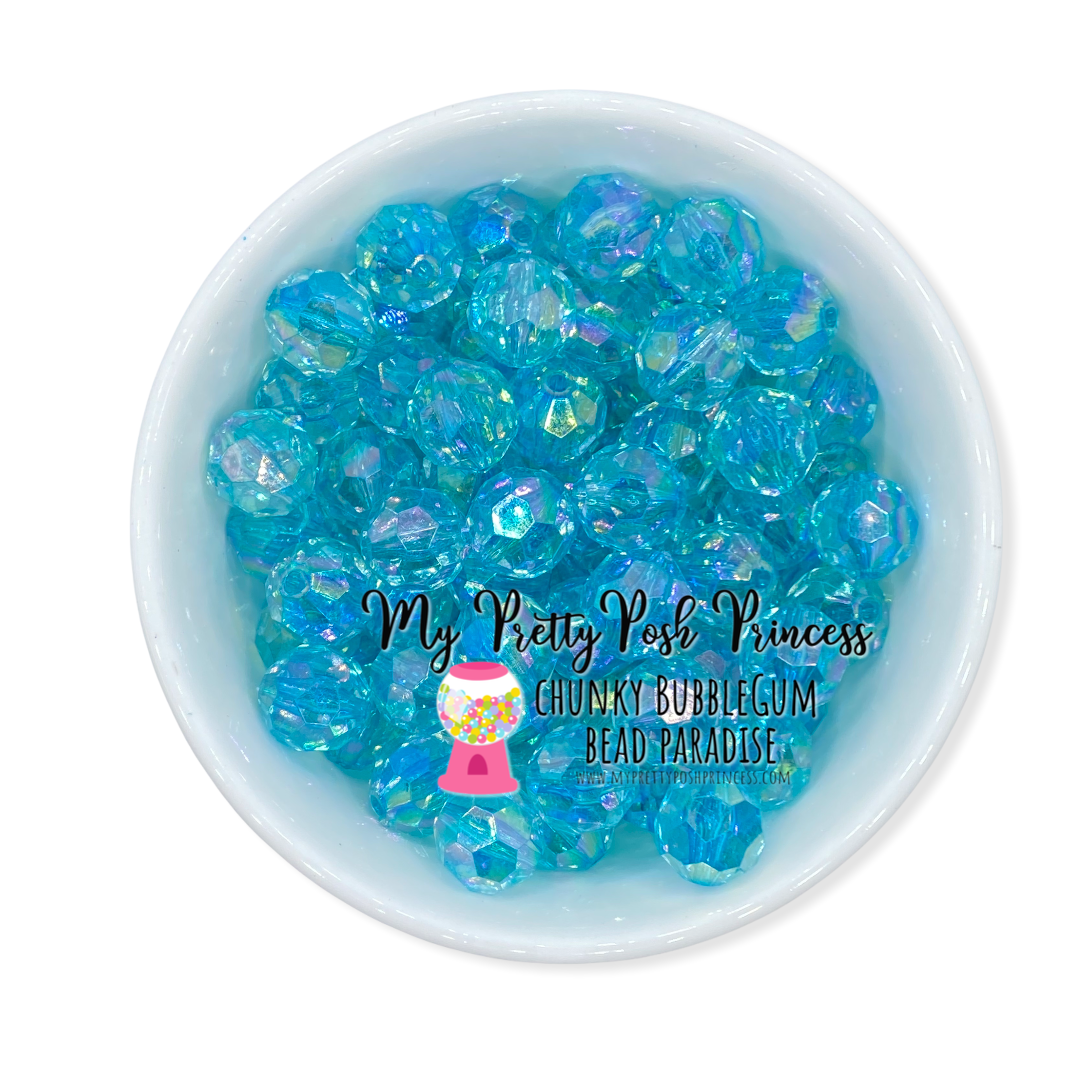 #927 - 20mm Aqua Faceted AB  Acrylic Beads (1 Count)