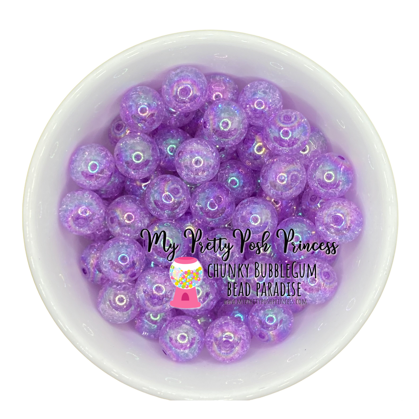 w72- 12mm Purple "Crackle AB" Acrylic Beads (20 Count)