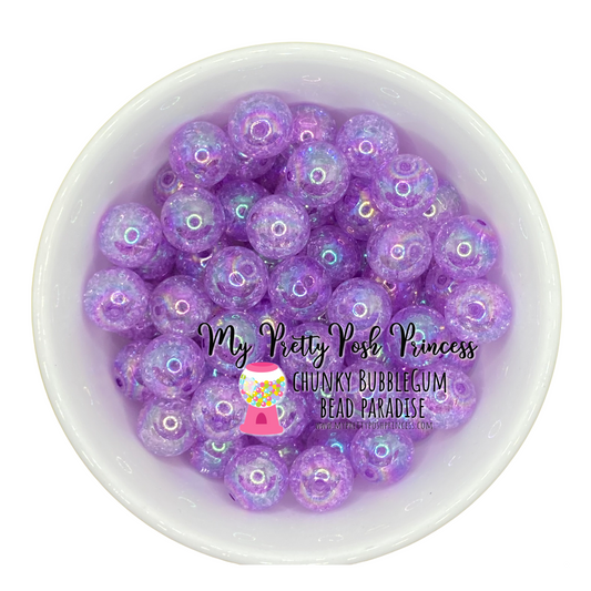 w72- 12mm Purple "Crackle AB" Acrylic Beads (20 Count)