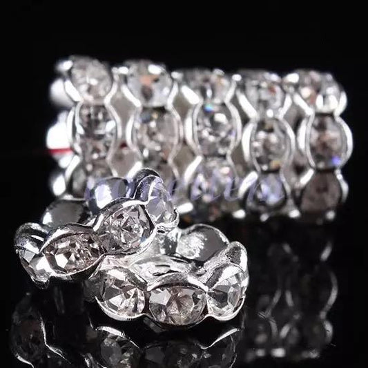 P64 - 12mm Silver Rhinestone {{Wave}} Spacers  (10 Count)