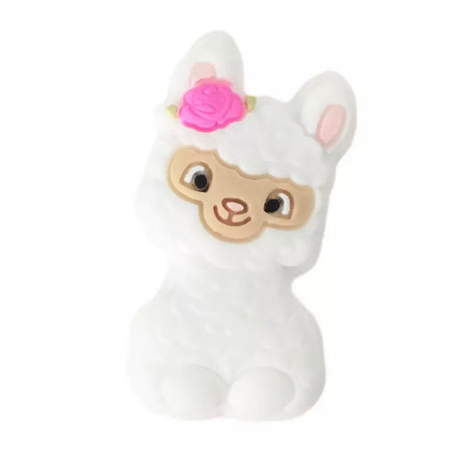 T393- White Alpaca/Llama  Focal  Silicone Bead (1 Count)