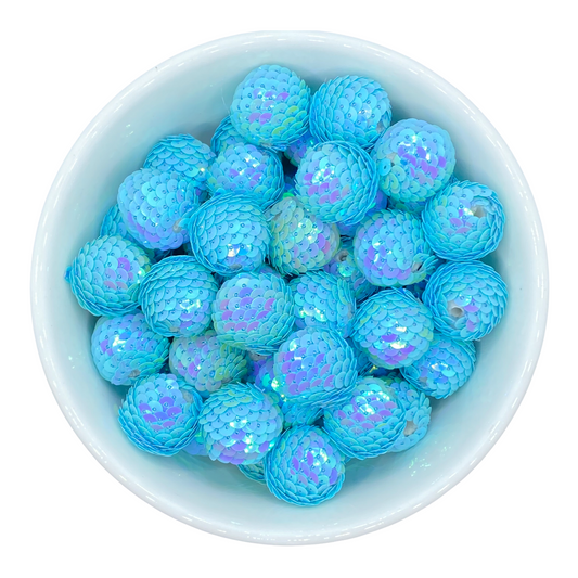 W314- 20mm Light Aqua Sequin  Acrylic Beads (1 Count)