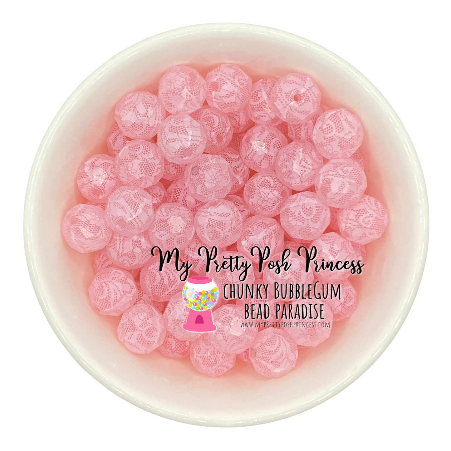 #589 - 20mm Light Pink "Lace"  Acrylic Beads (1 Count)