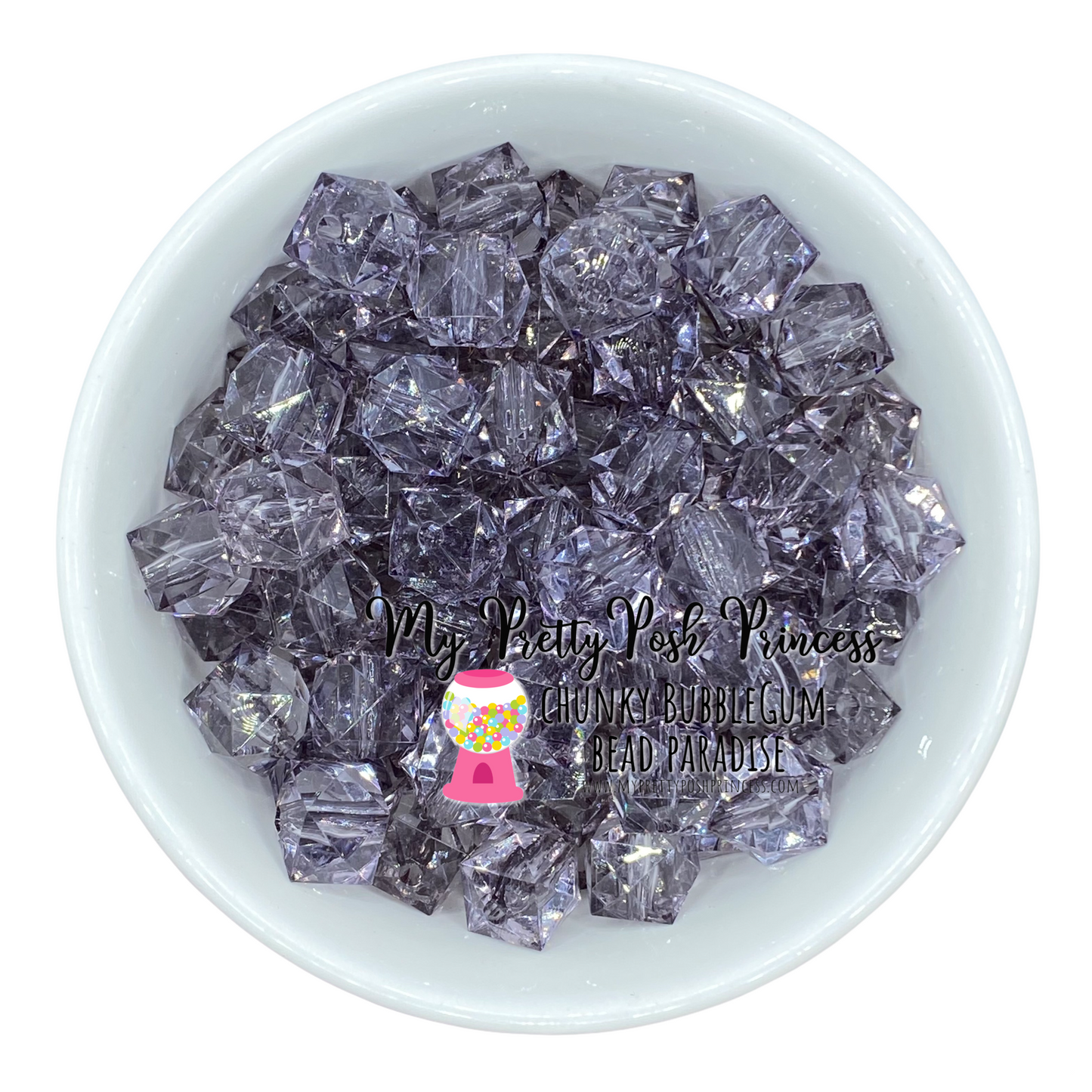 #562 - 20mm Black Ice Cube Acrylic Beads (1 Count)