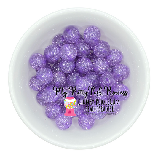 #146 - 12mm Lavender Tinsel Glitter Acrylic  Beads (20 Count)