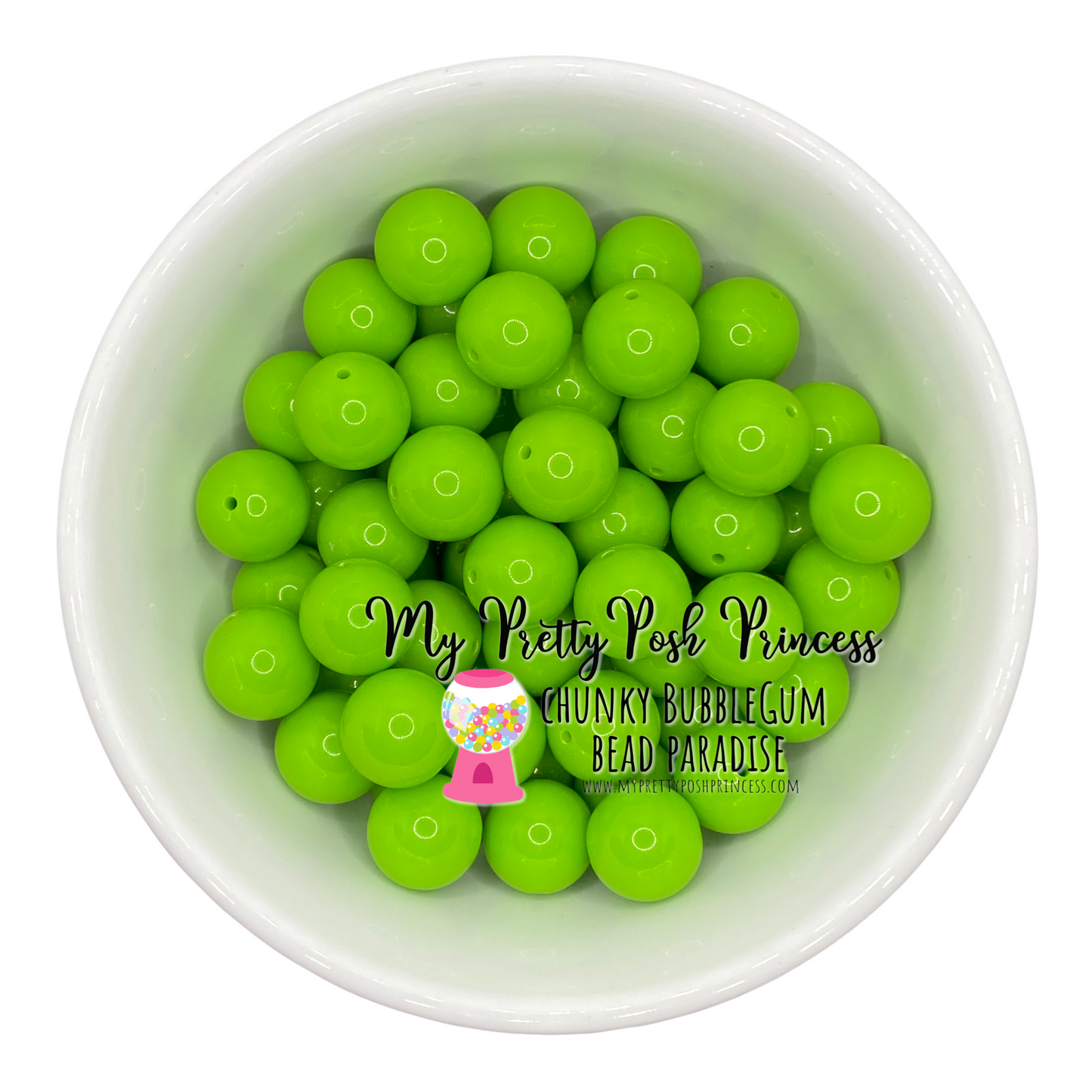 #346 -  20mm  Lime Green Solid Acrylic Beads (1 Count)