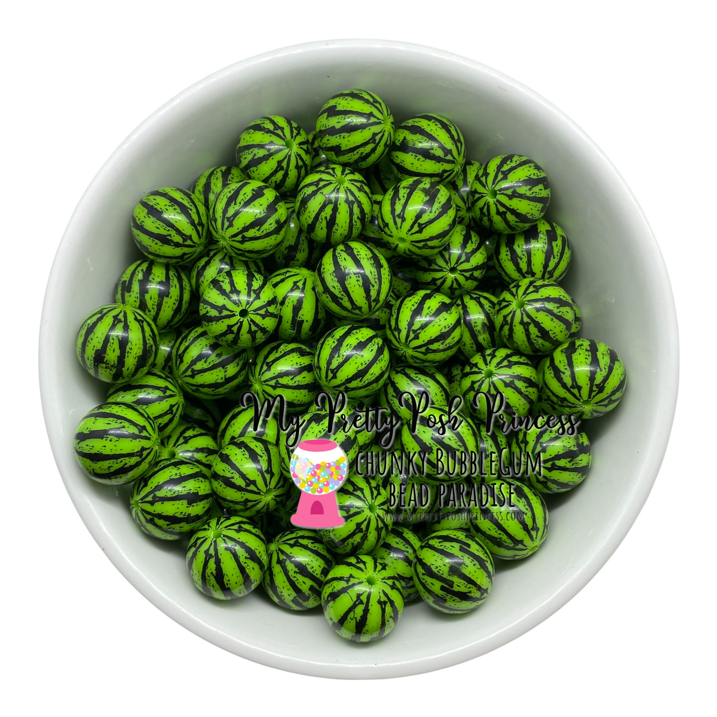 W465- Light Green Watermelon Rind Jelly Acrylic Bead