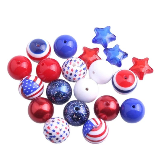 20-M31- 20mm "USA" (50 Count) Acrylic Bead Pack