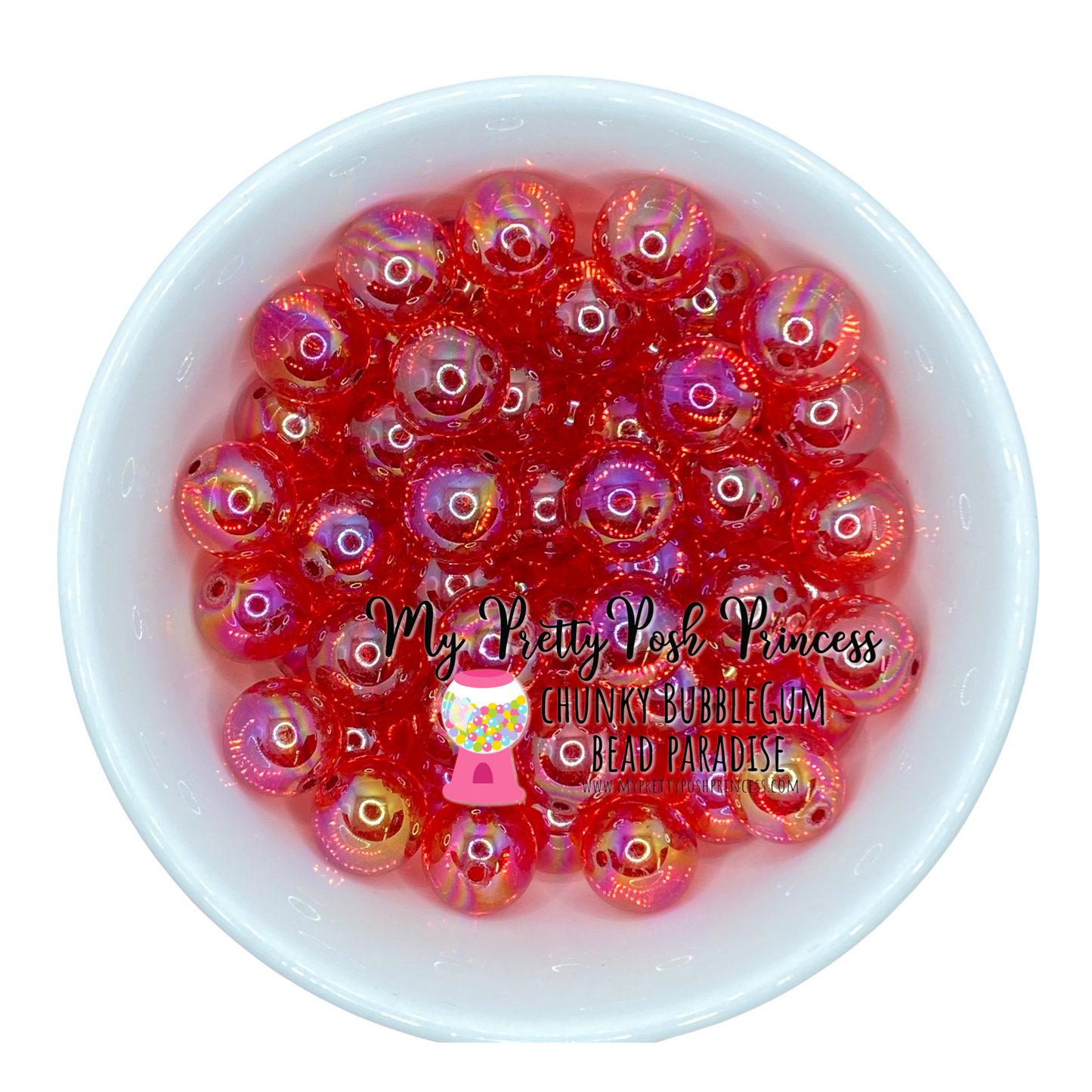 #581 - 20mm Red "Jelly AB" Acrylic Beads (1 Count)