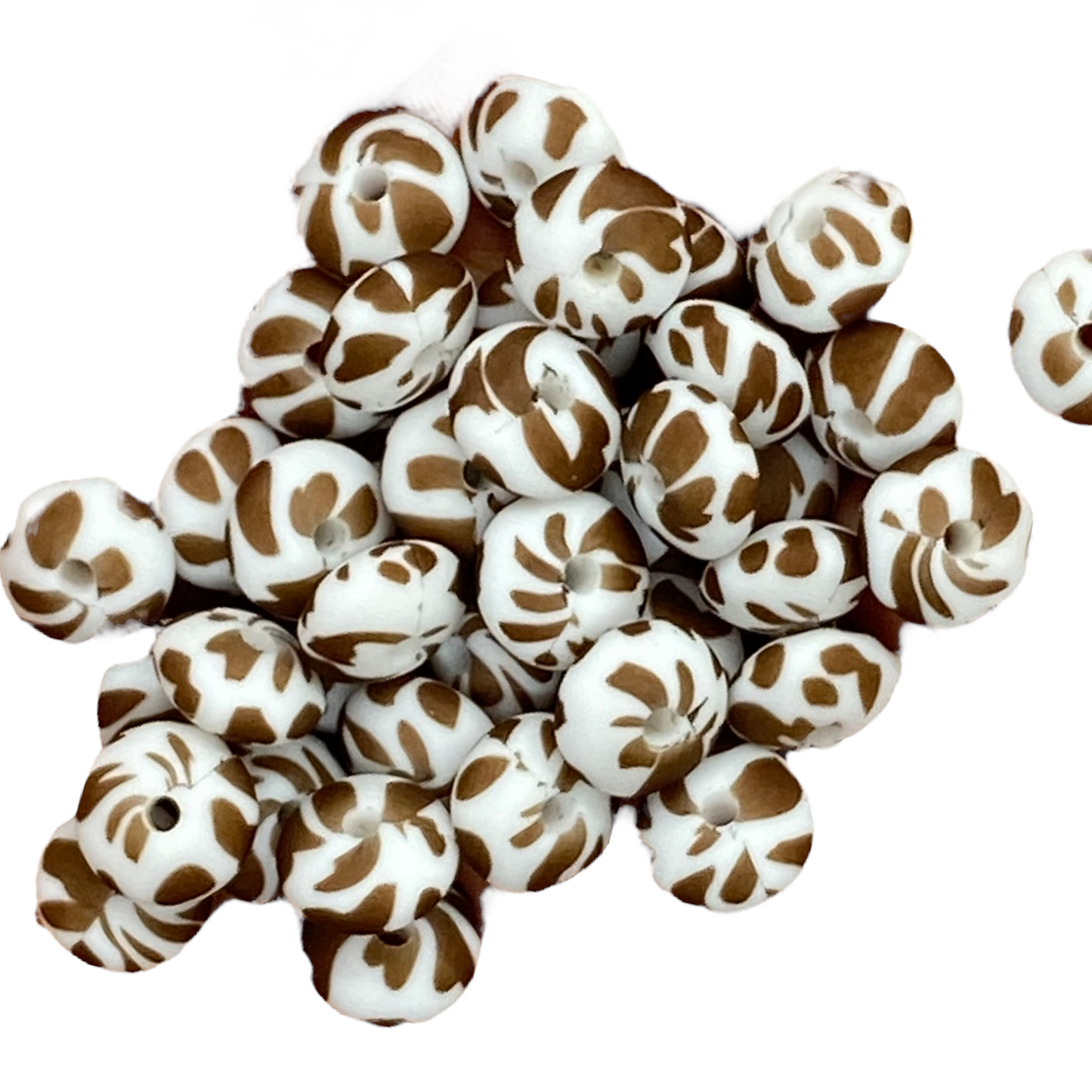 T282- 12mm “Chocolate Moo” Lentils Silicone Beads