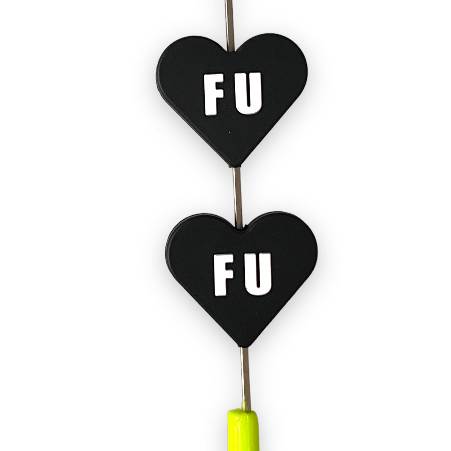 h851 -  “FU” Candy Heart   Silicone Focal Bead (1 Count)