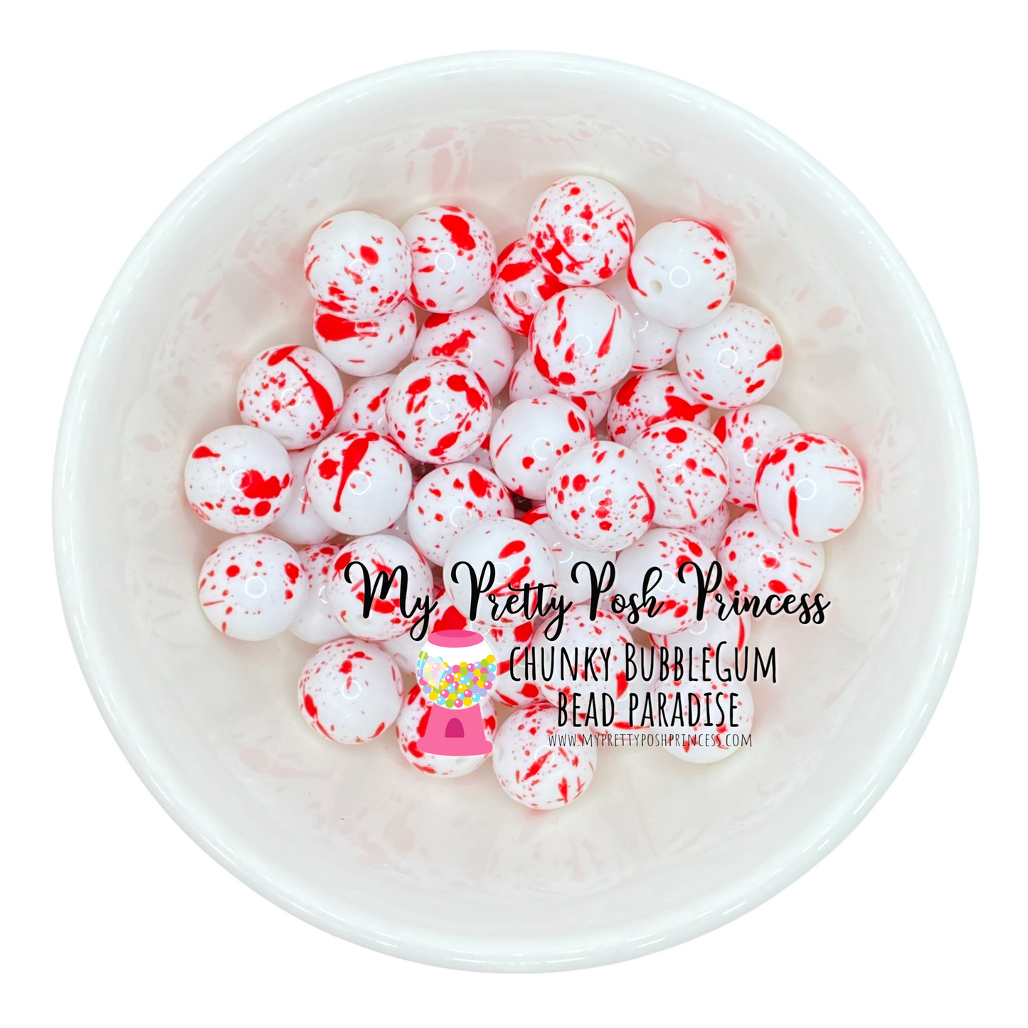 W418- 20mm Blood Splash Acrylic  Bead