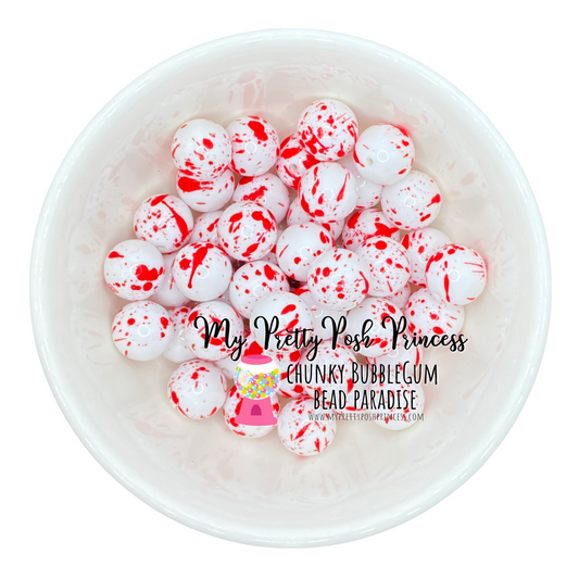 W418- 20mm Blood Splash Acrylic  Bead ( 1 Count)