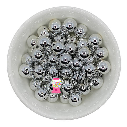 w19- 12mm Silver UV  Acrylic Beads (20 Count)