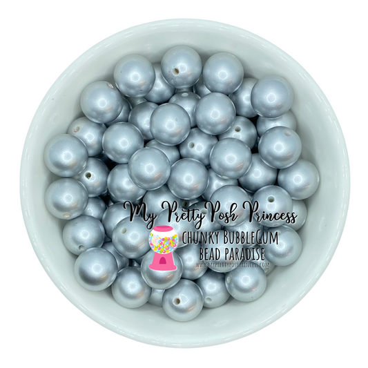 #407 - A59- 20mm Matte Silver  Pearl Acrylic Beads  (1 Count)