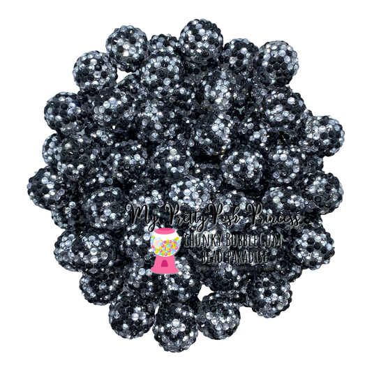 #1220 - 20mm Black & Silver Confetti Rhinestones (10 Count)