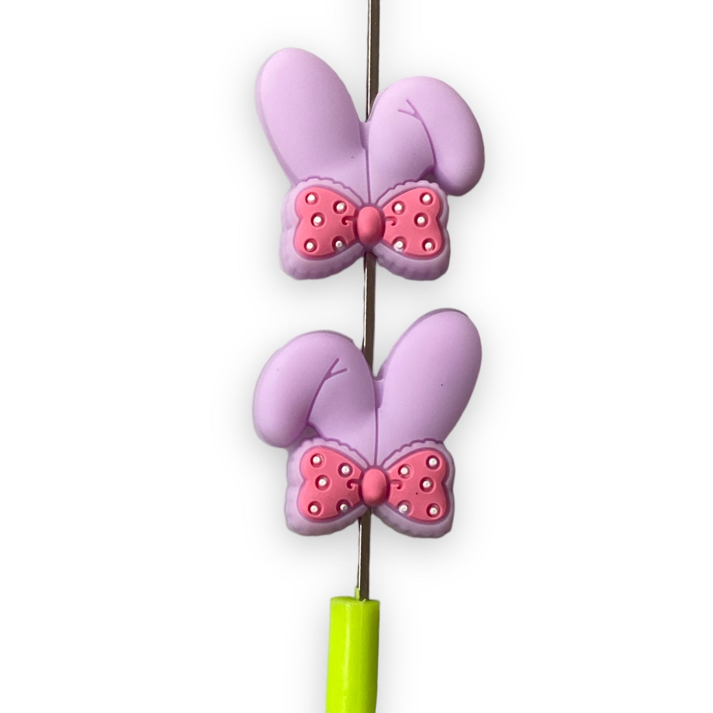 h862 -  Lavender Bunny Ears Focal Bead Silicone Focal Beads (1 Count)