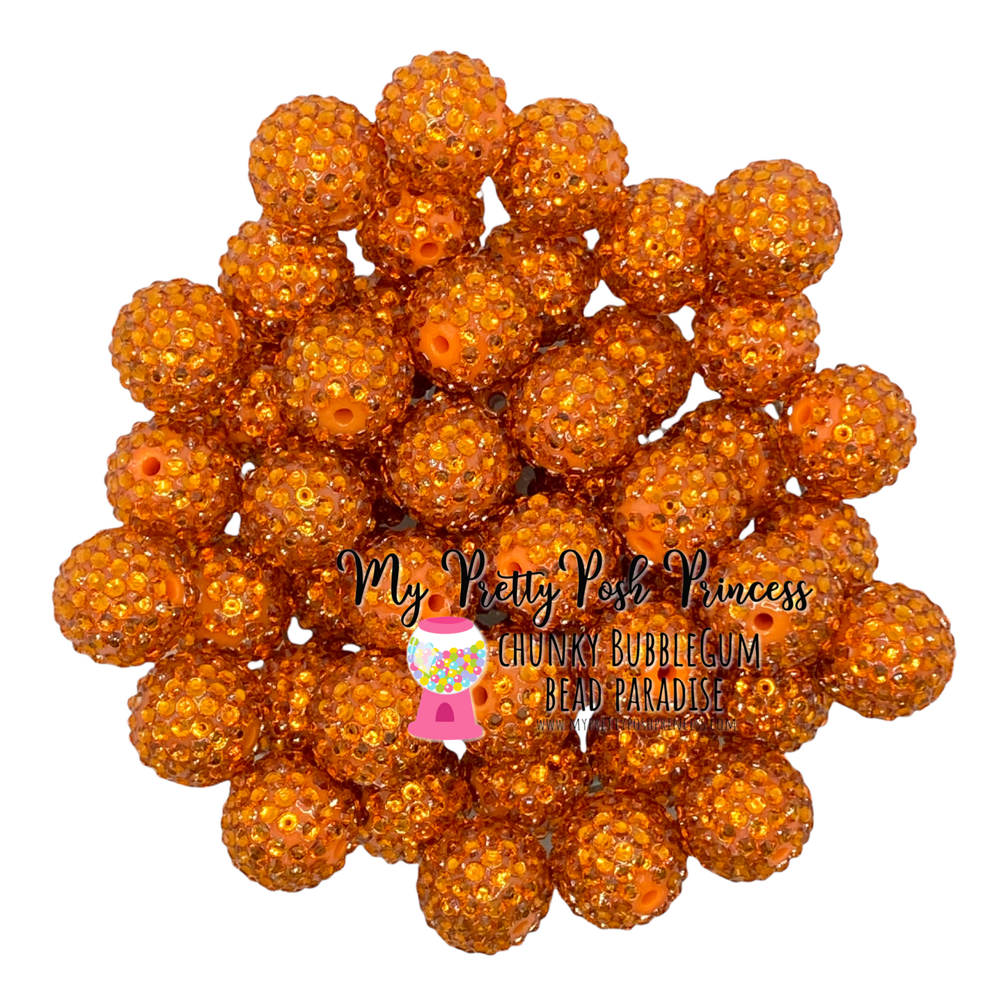 #1084 - R23- 20mm Orange Rhinestone  Beads  (1 Count)