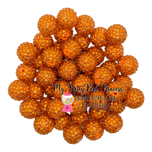 #1084 - R23- 20mm Orange Rhinestone  Beads  (10 Count)