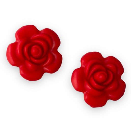 X85 - 40mm Red Flower (40mm x 40mm x 15mm) Silicone (1 Count) Focal Bead