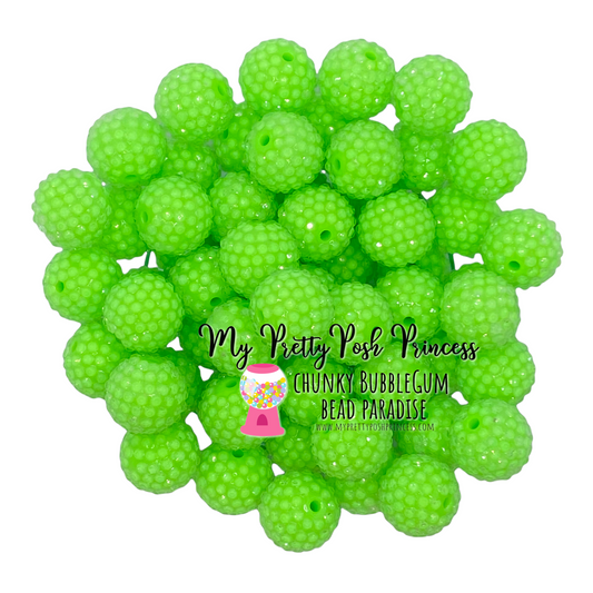 #180 - 12mm Lime Green Jelly Rhinestone Acrylic Beads (20 Count)