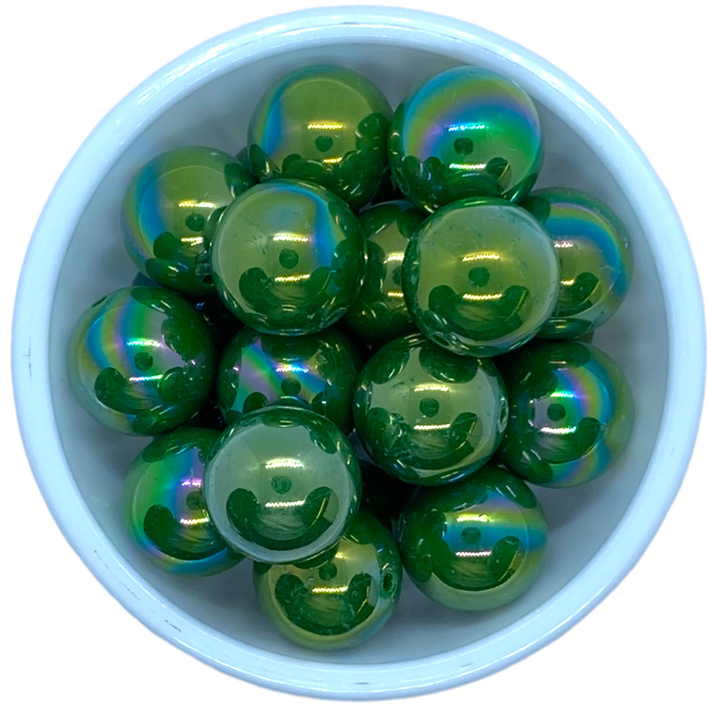 #853 - 20mm Christmas Green AB Solids  Acrylic Beads (1 Count)