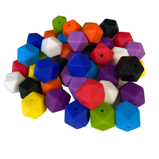 Z/56  - “14mm Hexagon Primary Pack” 50 Count Mixed Pack Silicone Beads