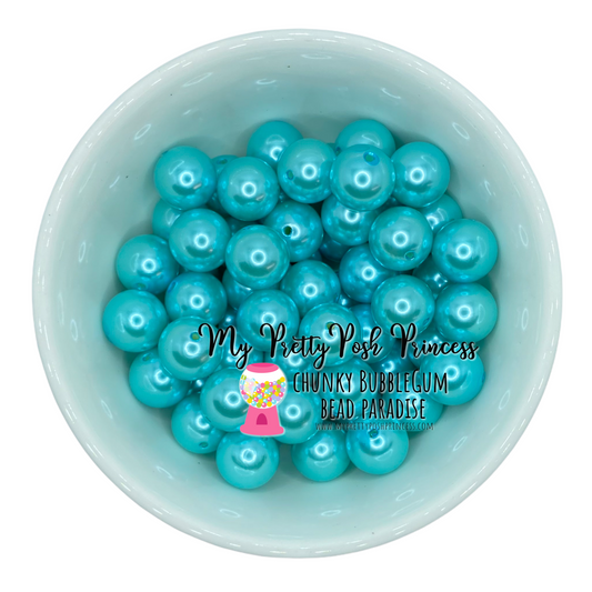 #83 - a33- 12mm Light Aqua Pearl  Acrylic Beads  (20 Count)