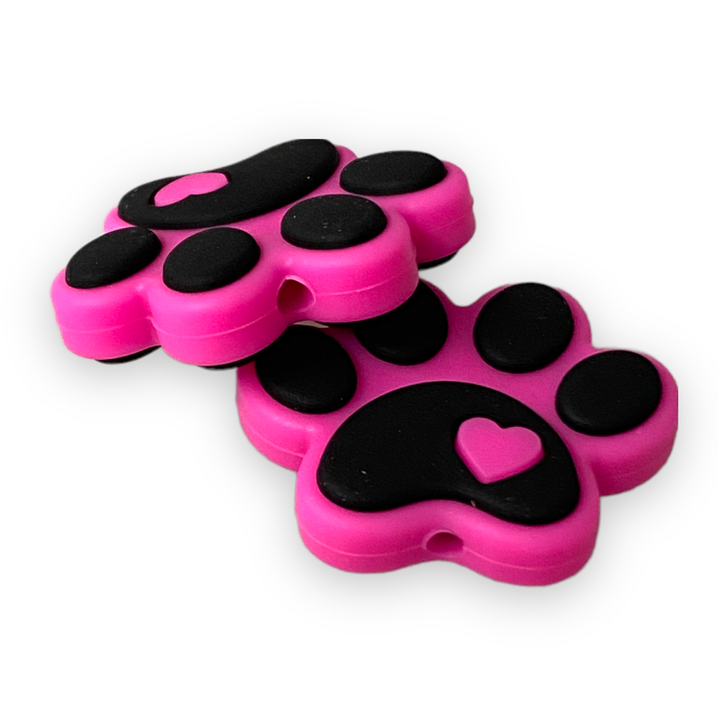 X300 - “Pink Paw"  Focal Bead (1 Count) Silicone