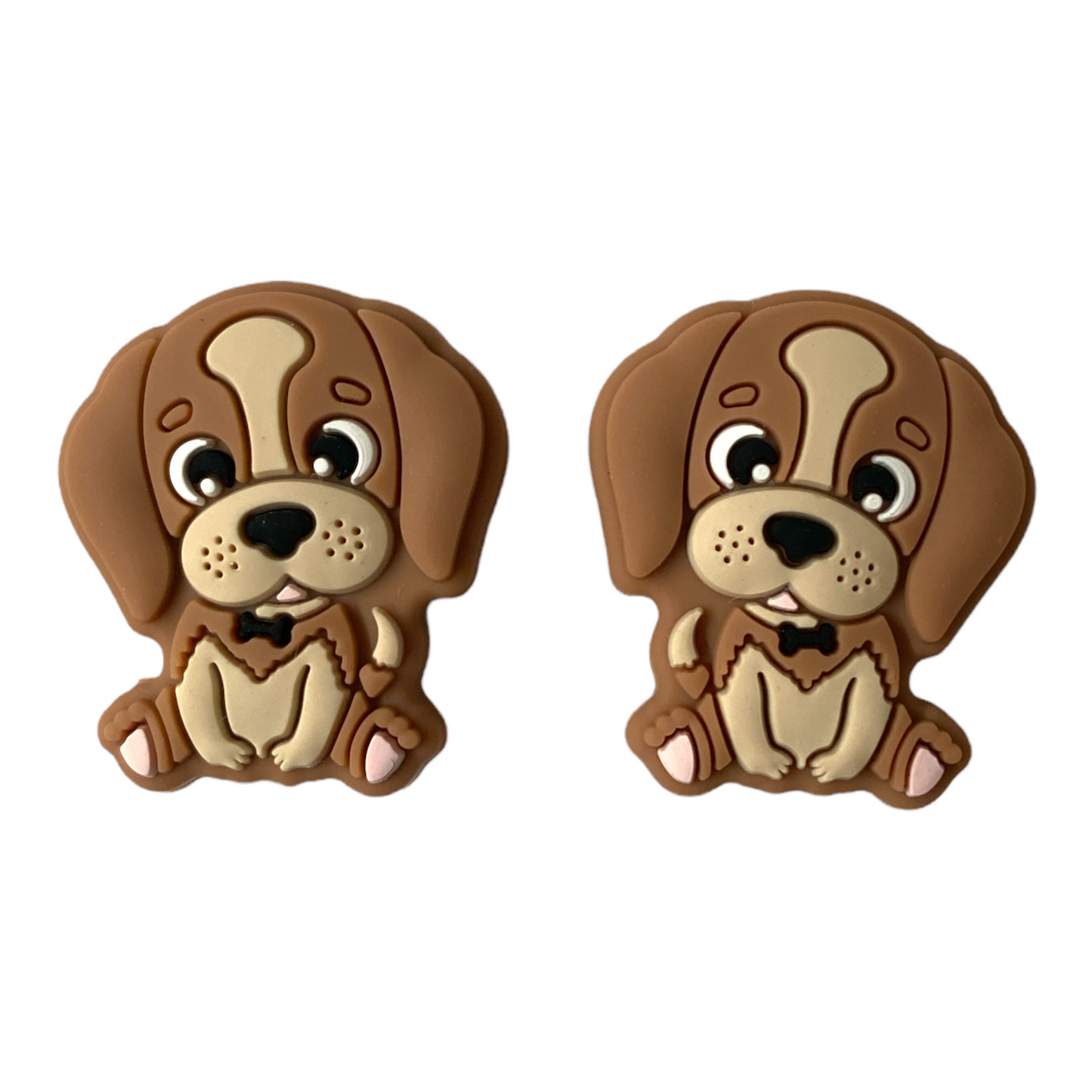 T392- Brown Dog  Silicone Focal Bead (1 Count)