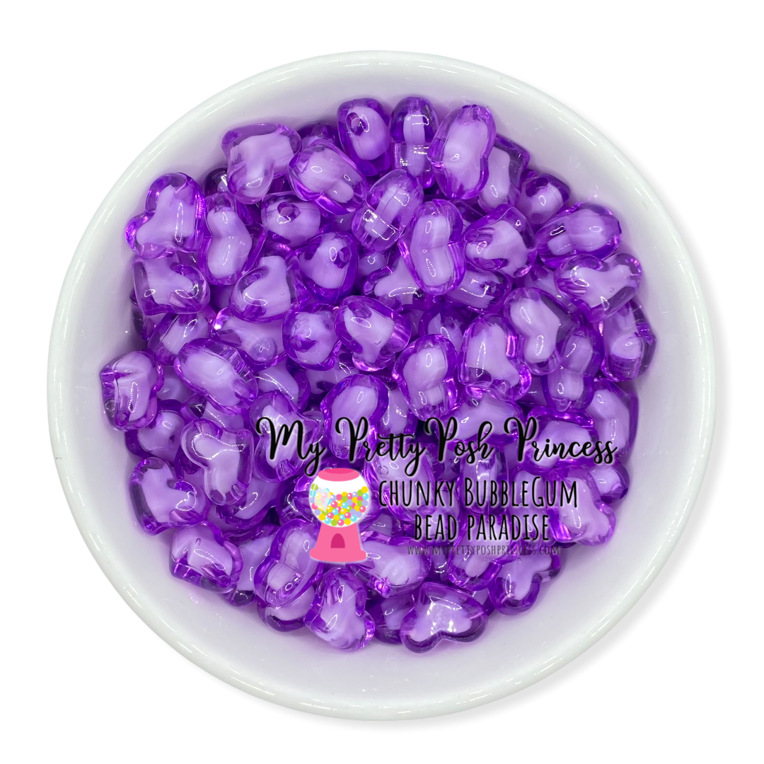 #951 - 22mm Purple Hearts Acrylic Beads (1 Count)