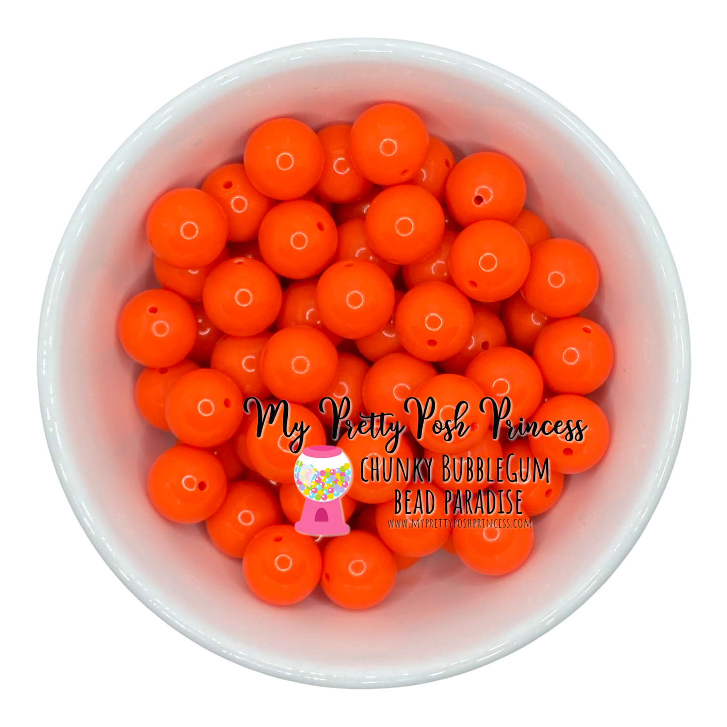 #361 -  20mm Neon Orange Solid  Acrylic Beads (1 Count)