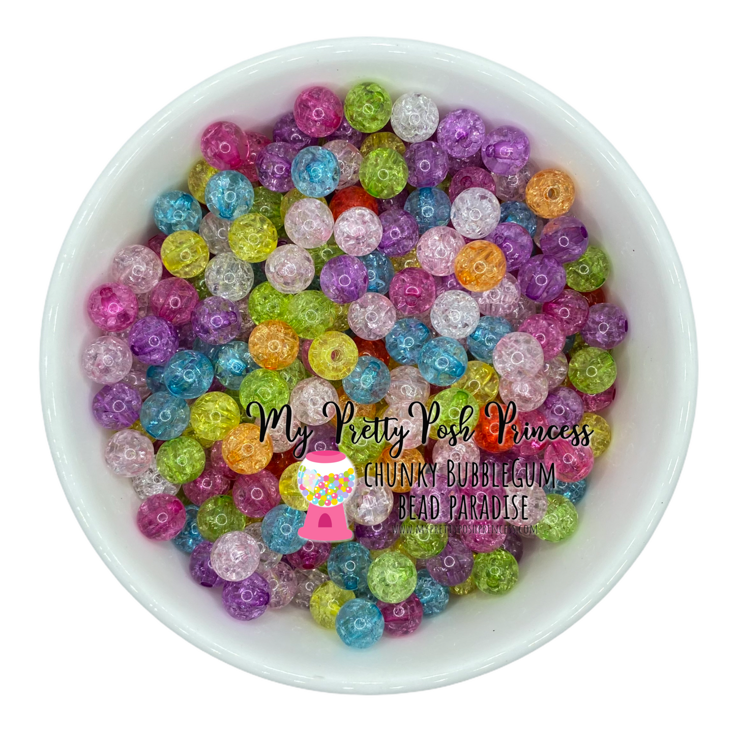 K- 572- 12mm Crackle Mixed 100 Count Beads