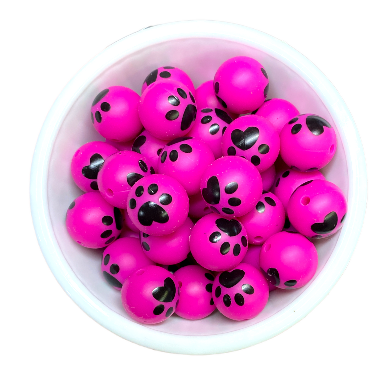 T26- 15mm “Pink Paw” Double Sided Silicone Beads