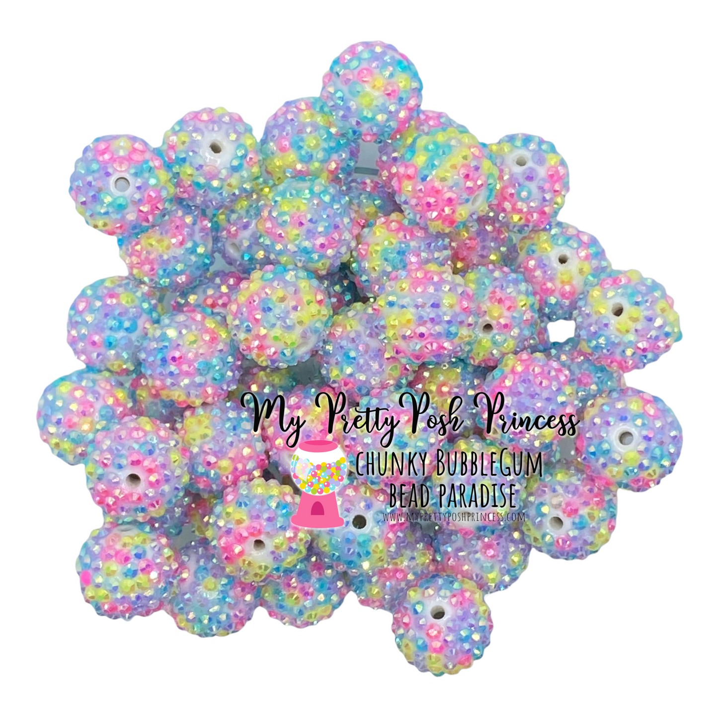 #237 - 12mm Birthday Confetti AB  Rhinestone Acrylic Beads (20 Count)