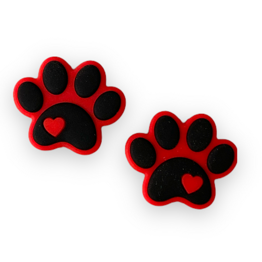 X296 - “Red Paw"  Focal (1 Count) Bead Silicone