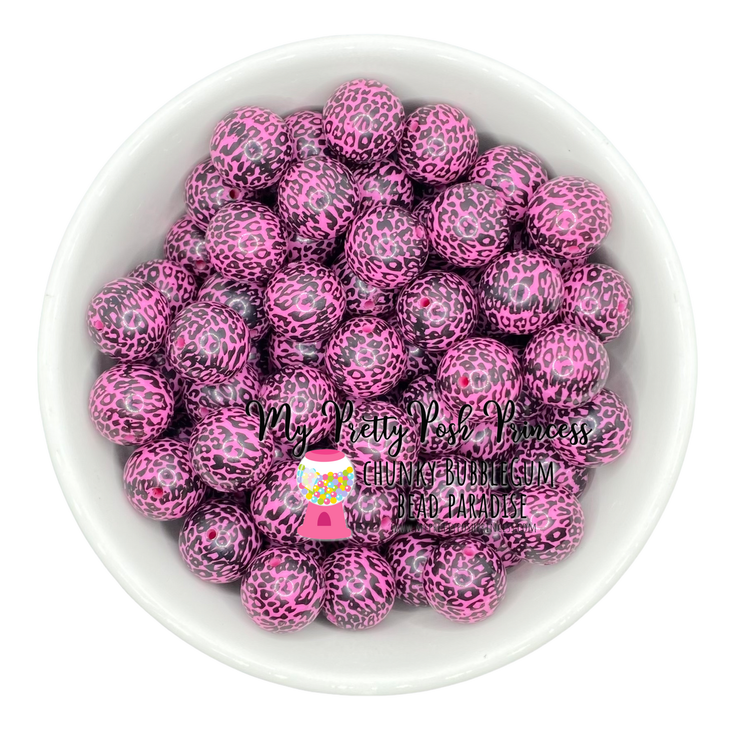 #550 - 20mm Pink Leopard Animal PrintAcrylic Beads (1 Count)